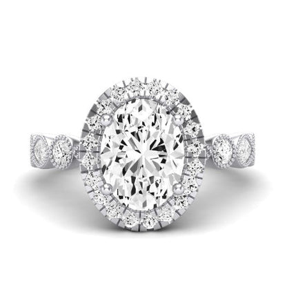 Aubretia Moissanite Matching Band Only ( Engagement Ring Not Included) For Ring With Oval Center whitegold