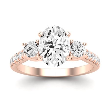 Primrose Moissanite Matching Band Only ( Engagement Ring Not Included) For Ring With Oval Center rosegold