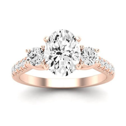 Primrose Moissanite Matching Band Only ( Engagement Ring Not Included) For Ring With Oval Center rosegold
