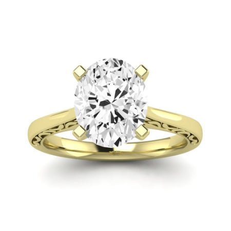 Astilbe Moissanite Matching Band Only (does Not Include Engagement Ring)  For Ring With Oval Center yellowgold