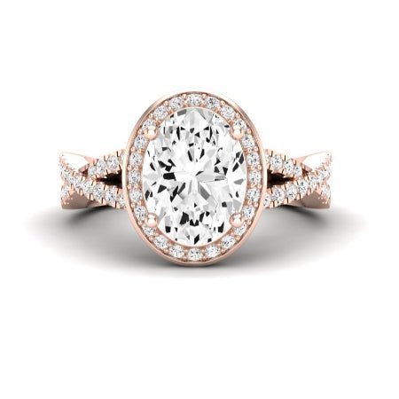 Moonflower Moissanite Matching Band Only ( Engagement Ring Not Included) For Ring With Oval Center rosegold