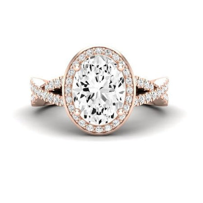 Moonflower Moissanite Matching Band Only ( Engagement Ring Not Included) For Ring With Oval Center rosegold