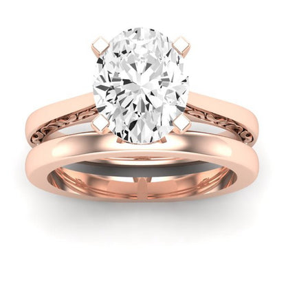 Astilbe Moissanite Matching Band Only (does Not Include Engagement Ring)  For Ring With Oval Center rosegold