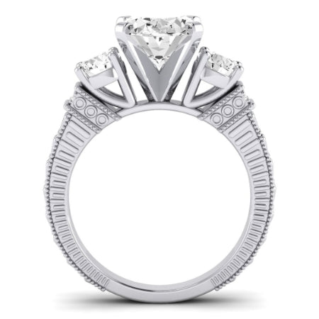 Angelonia Moissanite Matching Band Only (does Not Include Engagement Ring) For Ring With Oval Center whitegold