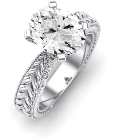Azalea Moissanite Matching Band Only (does Not Include Engagement Ring) For Ring With Oval Center whitegold