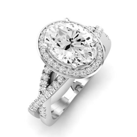 Moonflower Moissanite Matching Band Only ( Engagement Ring Not Included) For Ring With Oval Center whitegold