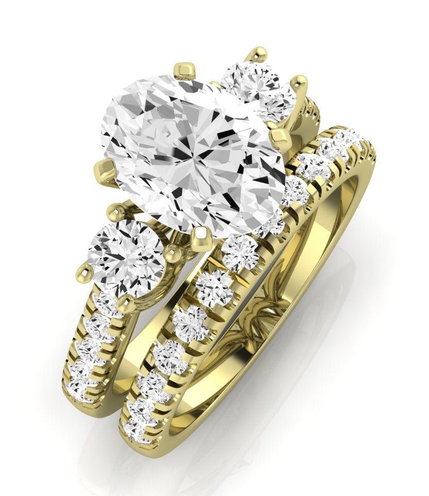 Primrose Moissanite Matching Band Only ( Engagement Ring Not Included) For Ring With Oval Center yellowgold