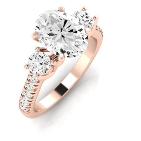 Primrose Moissanite Matching Band Only ( Engagement Ring Not Included) For Ring With Oval Center rosegold