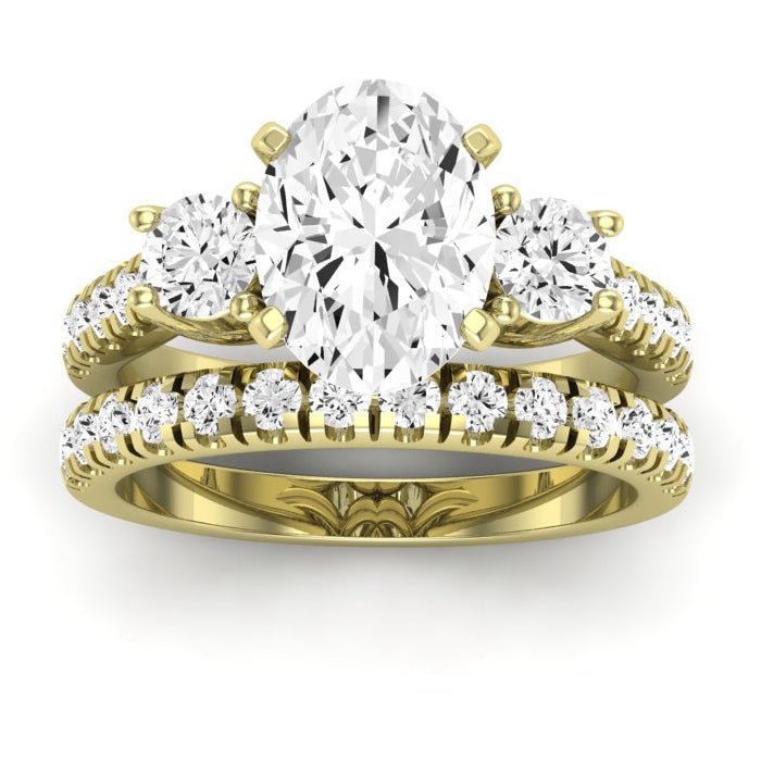Primrose Moissanite Matching Band Only ( Engagement Ring Not Included) For Ring With Oval Center yellowgold