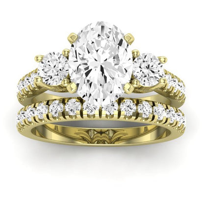 Primrose Moissanite Matching Band Only ( Engagement Ring Not Included) For Ring With Oval Center yellowgold