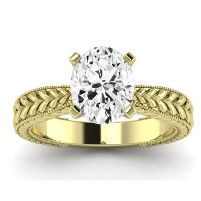 Azalea Moissanite Matching Band Only (does Not Include Engagement Ring) For Ring With Oval Center yellowgold