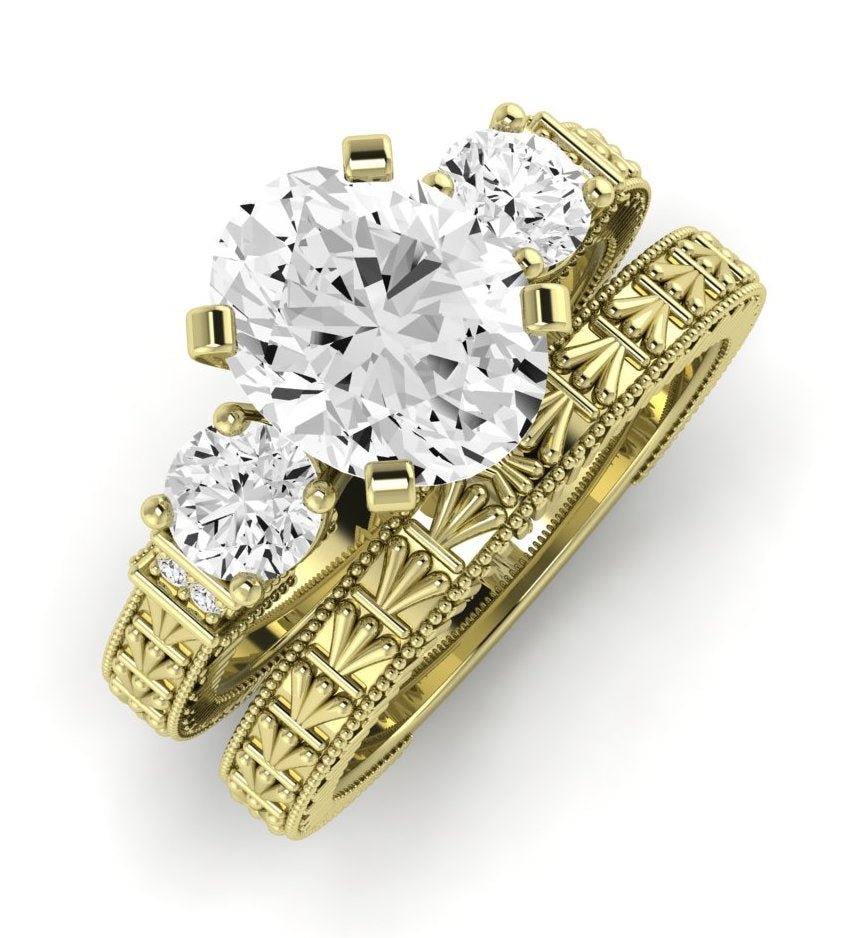 Angelonia Moissanite Matching Band Only (does Not Include Engagement Ring) For Ring With Oval Center yellowgold