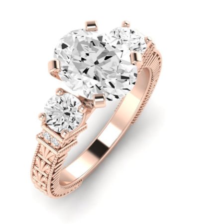 Angelonia Moissanite Matching Band Only (does Not Include Engagement Ring) For Ring With Oval Center rosegold