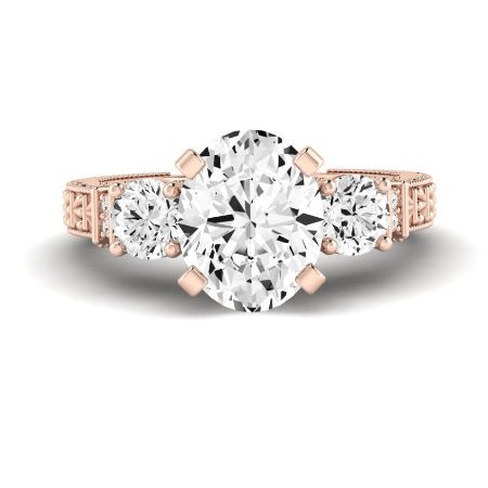 Angelonia Moissanite Matching Band Only (does Not Include Engagement Ring) For Ring With Oval Center rosegold