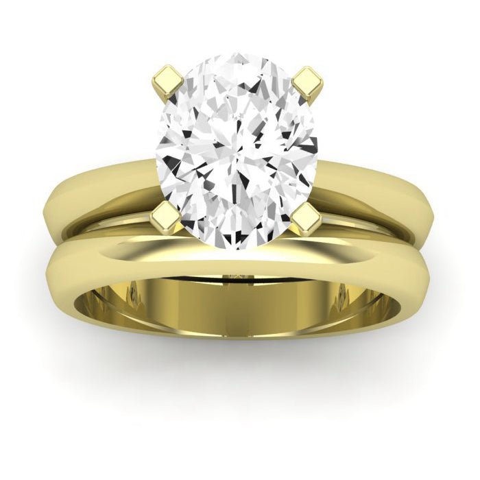 Senna Moissanite Matching Band Only ( Engagement Ring Not Included) For Ring With Oval Center yellowgold