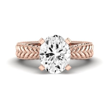 Azalea Moissanite Matching Band Only (does Not Include Engagement Ring) For Ring With Oval Center rosegold
