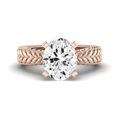 Azalea Moissanite Matching Band Only (does Not Include Engagement Ring) For Ring With Oval Center rosegold