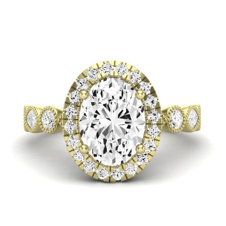 Aubretia Moissanite Matching Band Only ( Engagement Ring Not Included) For Ring With Oval Center yellowgold