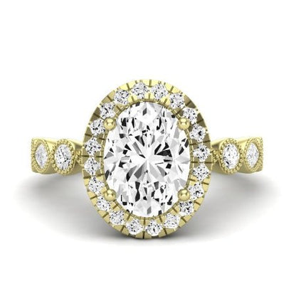 Aubretia Moissanite Matching Band Only ( Engagement Ring Not Included) For Ring With Oval Center yellowgold