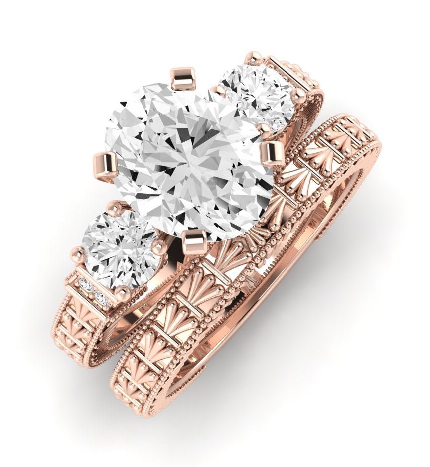 Angelonia Moissanite Matching Band Only (does Not Include Engagement Ring) For Ring With Oval Center rosegold