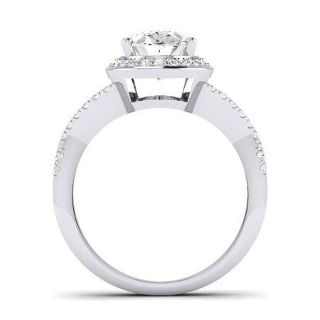 Moonflower Moissanite Matching Band Only ( Engagement Ring Not Included) For Ring With Oval Center whitegold