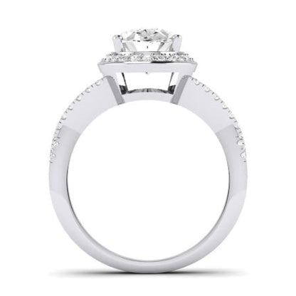 Moonflower Moissanite Matching Band Only ( Engagement Ring Not Included) For Ring With Oval Center whitegold