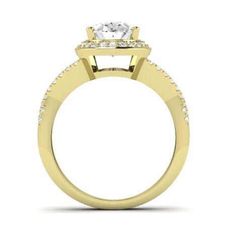 Moonflower Moissanite Matching Band Only ( Engagement Ring Not Included) For Ring With Oval Center yellowgold