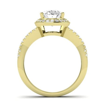 Moonflower Moissanite Matching Band Only ( Engagement Ring Not Included) For Ring With Oval Center yellowgold