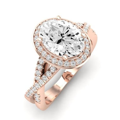 Moonflower Moissanite Matching Band Only ( Engagement Ring Not Included) For Ring With Oval Center rosegold