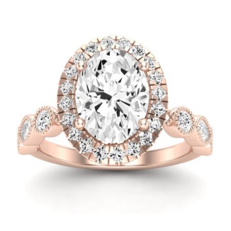 Aubretia Moissanite Matching Band Only ( Engagement Ring Not Included) For Ring With Oval Center rosegold