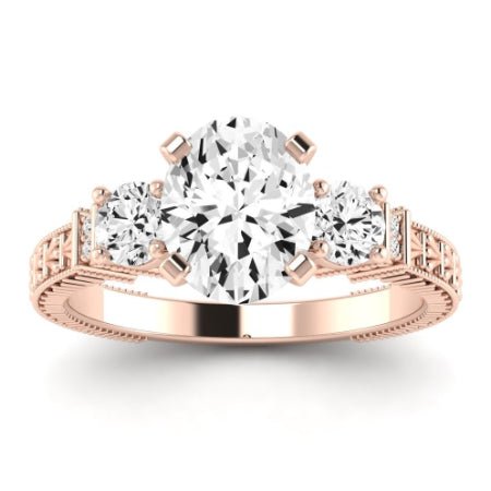 Angelonia Moissanite Matching Band Only (does Not Include Engagement Ring) For Ring With Oval Center rosegold