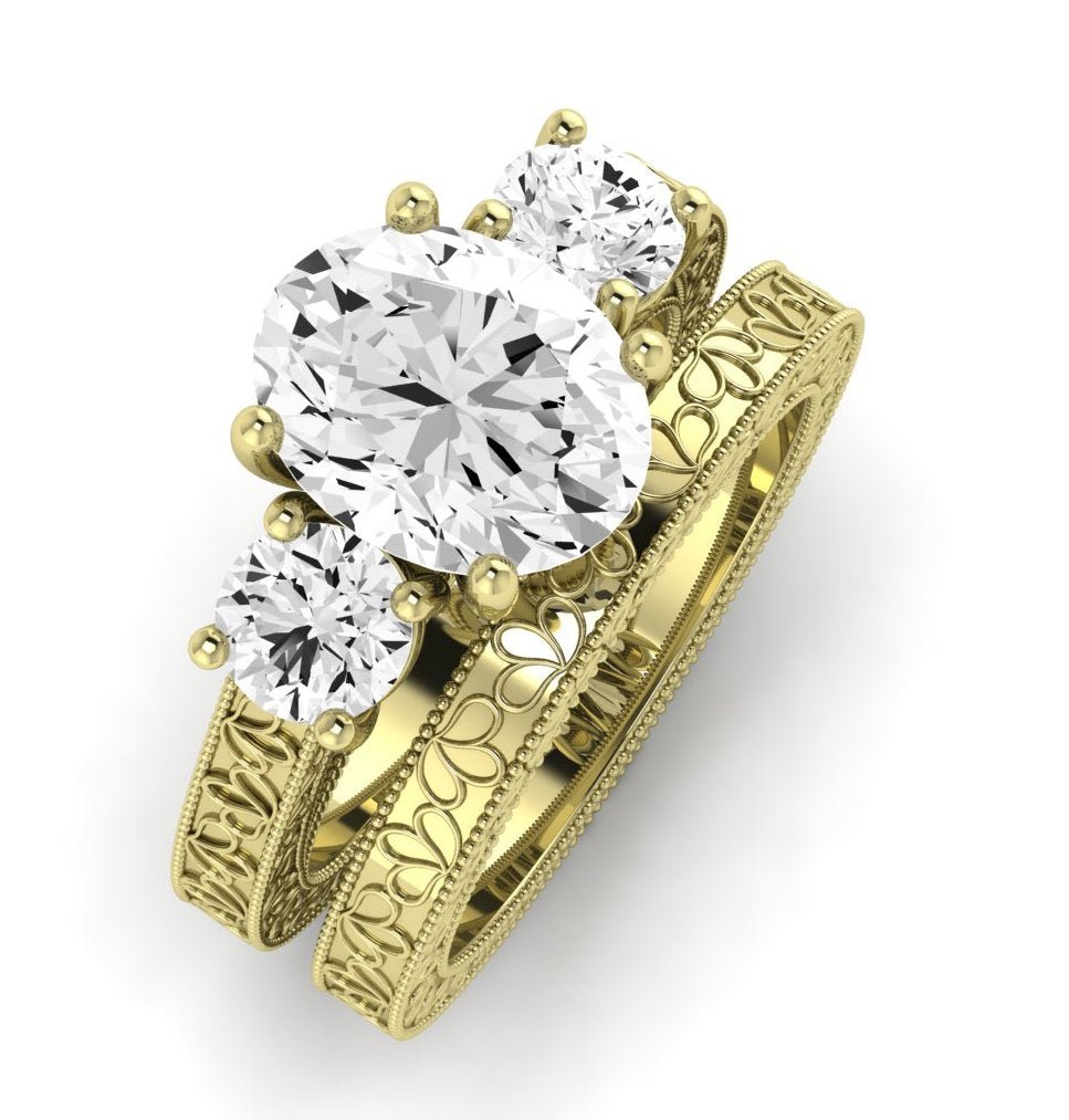 Belladonna Moissanite Matching Band Only (does Not Include Engagement Ring) For Ring With Oval Center yellowgold