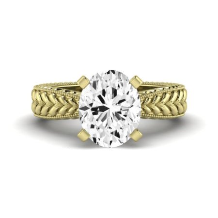 Azalea Moissanite Matching Band Only (does Not Include Engagement Ring) For Ring With Oval Center yellowgold