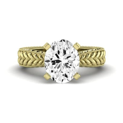 Azalea Moissanite Matching Band Only (does Not Include Engagement Ring) For Ring With Oval Center yellowgold