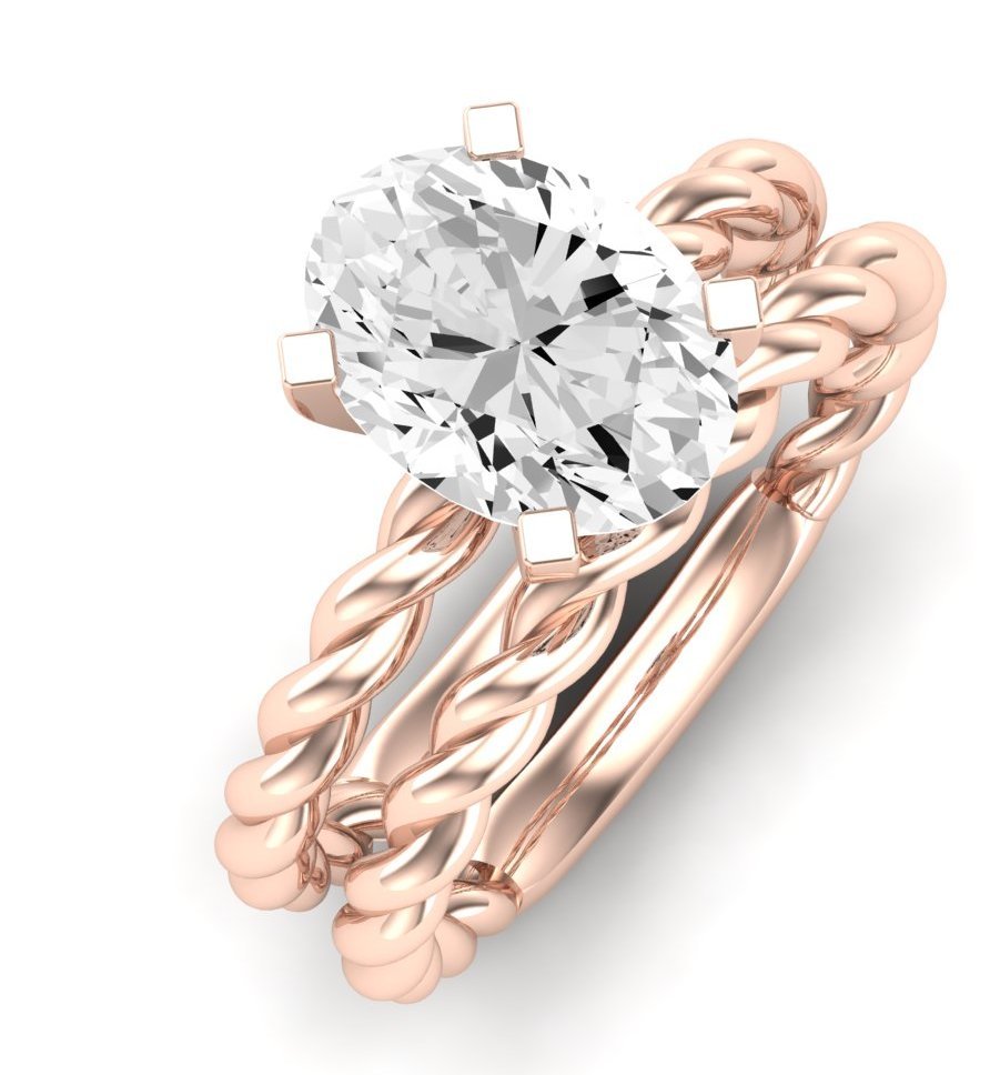 Balsam Moissanite Matching Band Only ( Engagement Ring Not Included)  For Ring With Oval Center rosegold