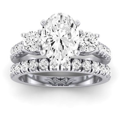 Primrose Moissanite Matching Band Only ( Engagement Ring Not Included) For Ring With Oval Center whitegold