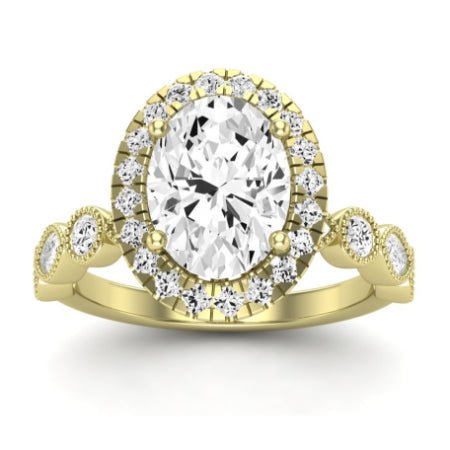 Aubretia Moissanite Matching Band Only ( Engagement Ring Not Included) For Ring With Oval Center yellowgold