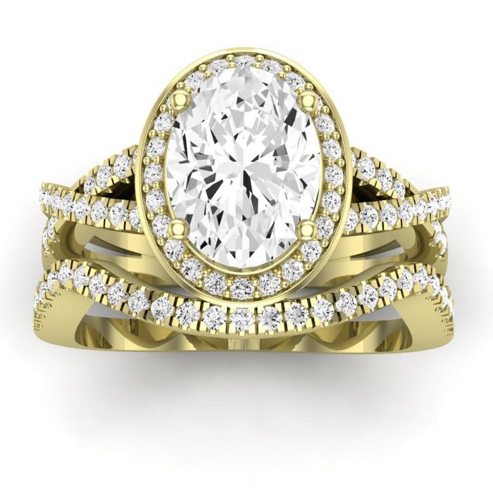 Moonflower Moissanite Matching Band Only ( Engagement Ring Not Included) For Ring With Oval Center yellowgold