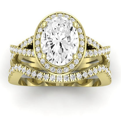 Moonflower Moissanite Matching Band Only ( Engagement Ring Not Included) For Ring With Oval Center yellowgold