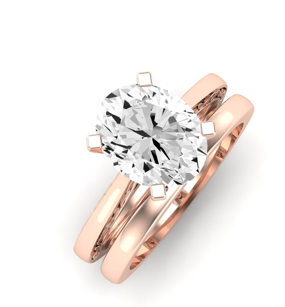 Astilbe Moissanite Matching Band Only (does Not Include Engagement Ring)  For Ring With Oval Center rosegold