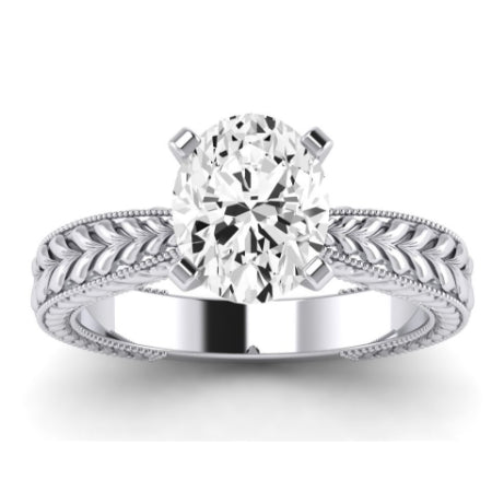 Azalea Moissanite Matching Band Only (does Not Include Engagement Ring) For Ring With Oval Center whitegold