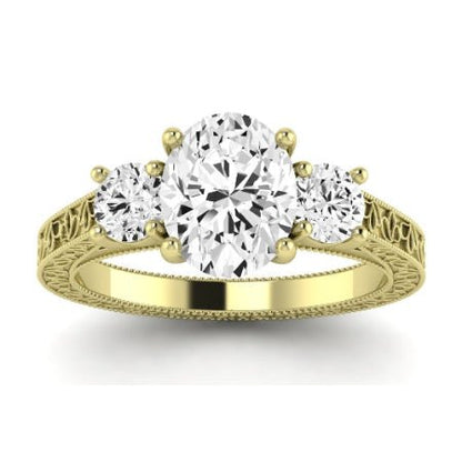 Belladonna Moissanite Matching Band Only (does Not Include Engagement Ring) For Ring With Oval Center yellowgold