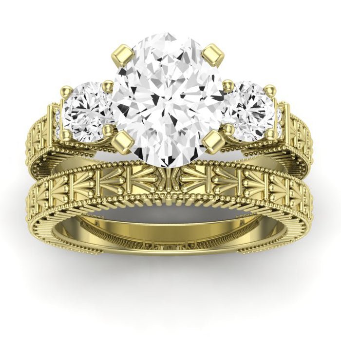 Angelonia Moissanite Matching Band Only (does Not Include Engagement Ring) For Ring With Oval Center yellowgold
