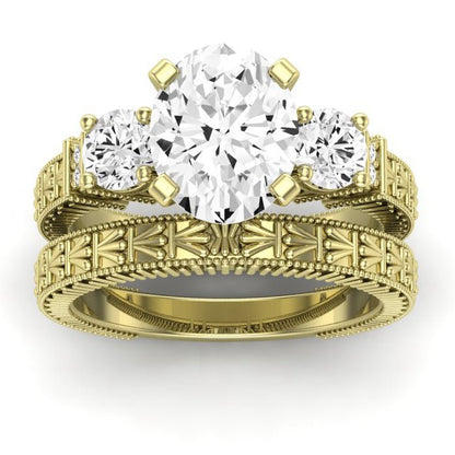Angelonia Moissanite Matching Band Only (does Not Include Engagement Ring) For Ring With Oval Center yellowgold