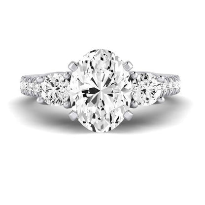 Primrose Moissanite Matching Band Only ( Engagement Ring Not Included) For Ring With Oval Center whitegold