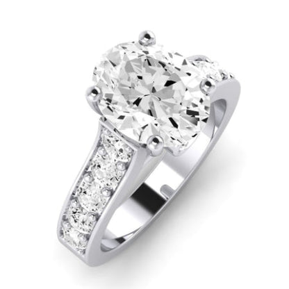 Calluna Moissanite Matching Band Only (does Not Include Engagement Ring) For Ring With Oval Center whitegold