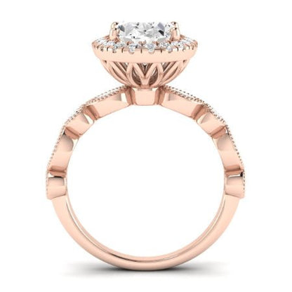 Aubretia Moissanite Matching Band Only ( Engagement Ring Not Included) For Ring With Oval Center rosegold