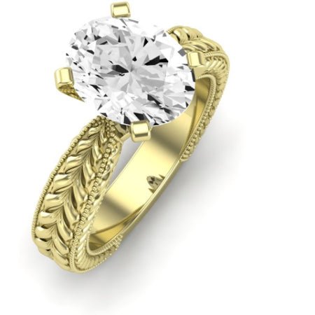 Azalea Moissanite Matching Band Only (does Not Include Engagement Ring) For Ring With Oval Center yellowgold