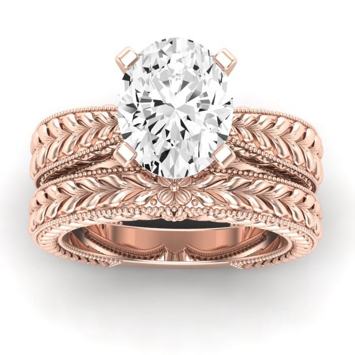 Azalea Moissanite Matching Band Only (does Not Include Engagement Ring) For Ring With Oval Center rosegold