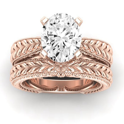 Azalea Moissanite Matching Band Only (does Not Include Engagement Ring) For Ring With Oval Center rosegold